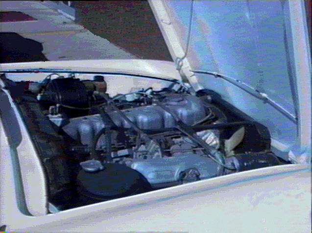 View of engine compartment of 1965 Mercedes Benz 230SL